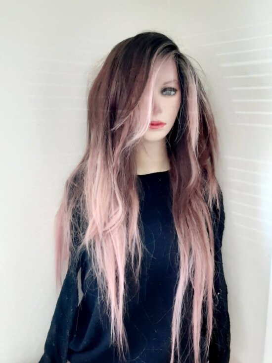 Long Layered Pink Ombre Wig main image 5
